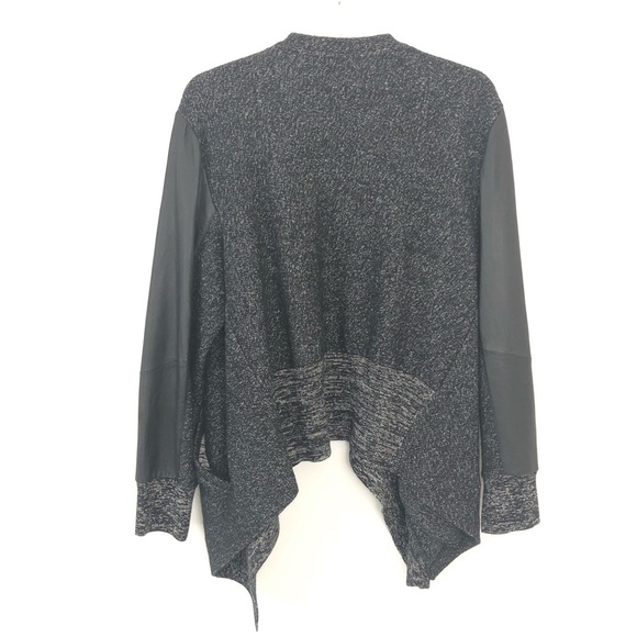 Pure DKNY M/L Open Front Leather Sleeve Cardigan - Picture 2 of 3